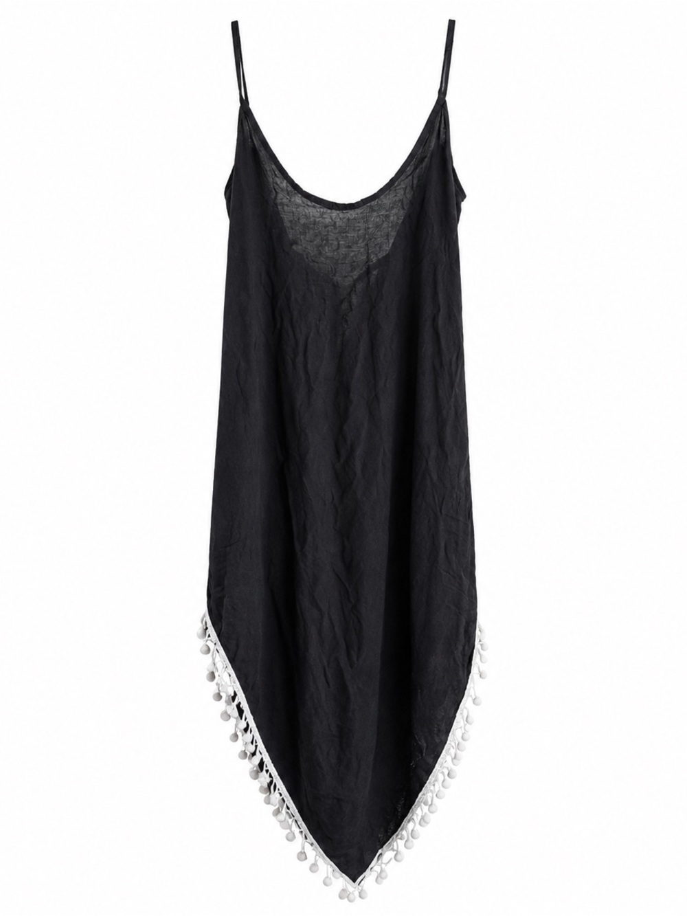 Adriana Rosiles Black Pom-Pom Beach Cover-Up Dress Size M